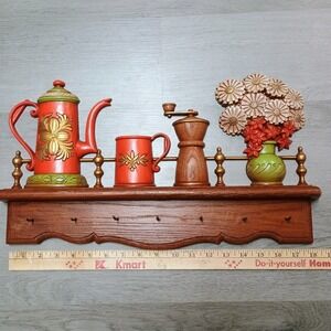 Vtg 1970s Dart Wall Key  #7457 Coffee Grinder Flowers Retro Kitchen Decor USA